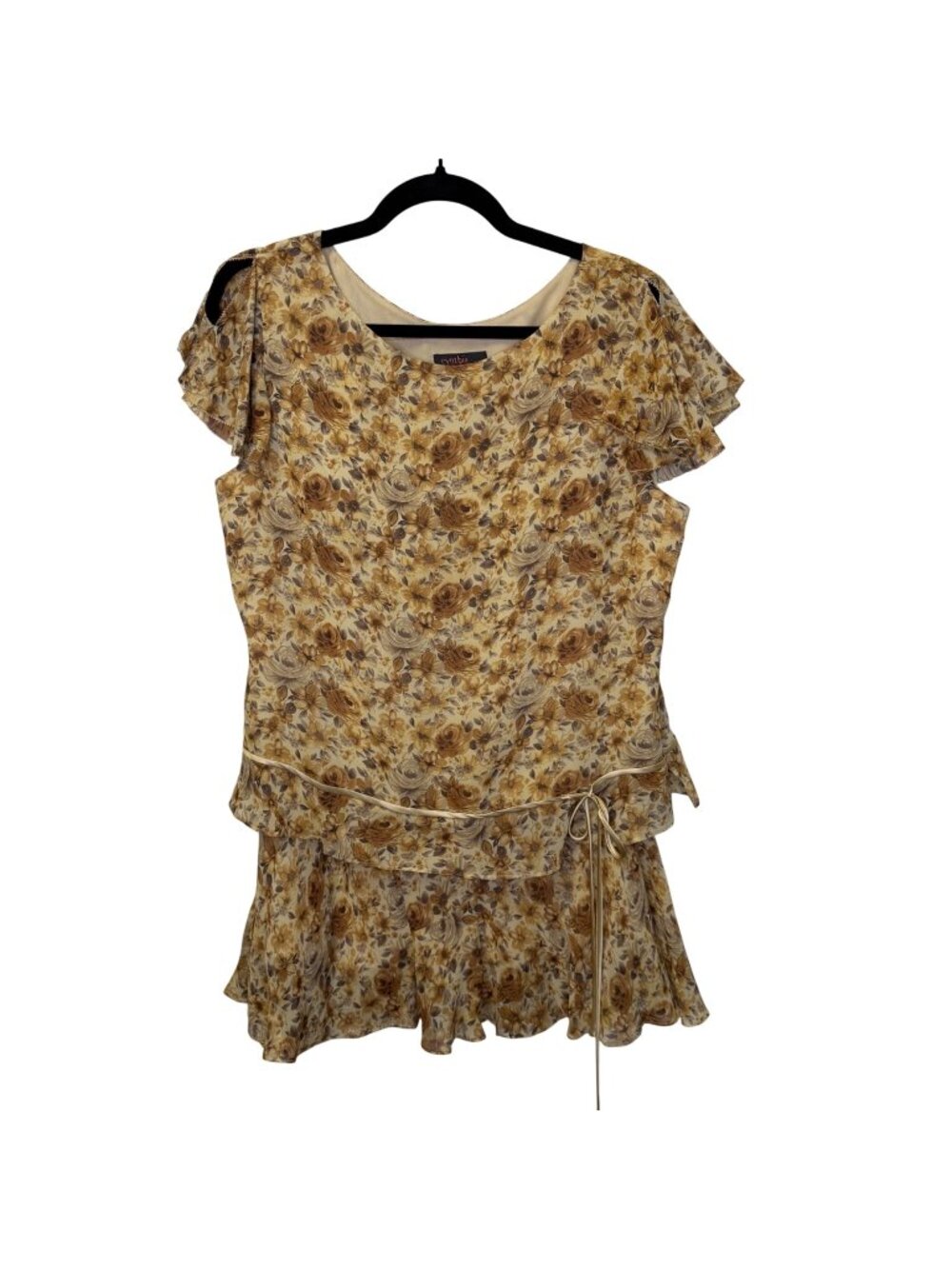 VTG Cynthia Howie 100% Silk Floral Skirt Suit Set Size 14 Brown Y2K 2 Piece